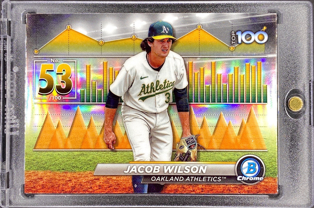 Jacob Wilson REFRACTOR INSERT INVESTMENT CARD SP TOP PROSPECT Athletics w/CASE