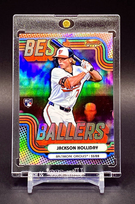 Jackson Holliday ROOKIE REFRACTOR INVESTMENT INSERT CARD ORIOLES w/HOLDER