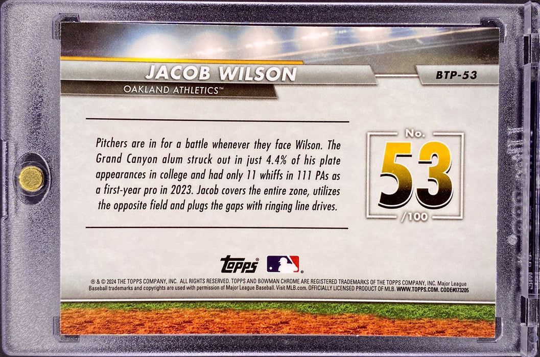 Jacob Wilson REFRACTOR INSERT INVESTMENT CARD SP TOP PROSPECT Athletics w/CASE