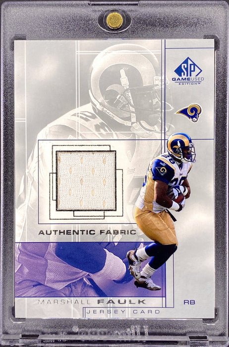 Marshall Faulk GAME USED PATCH FABRIC SP CARD RAMS w/CASE