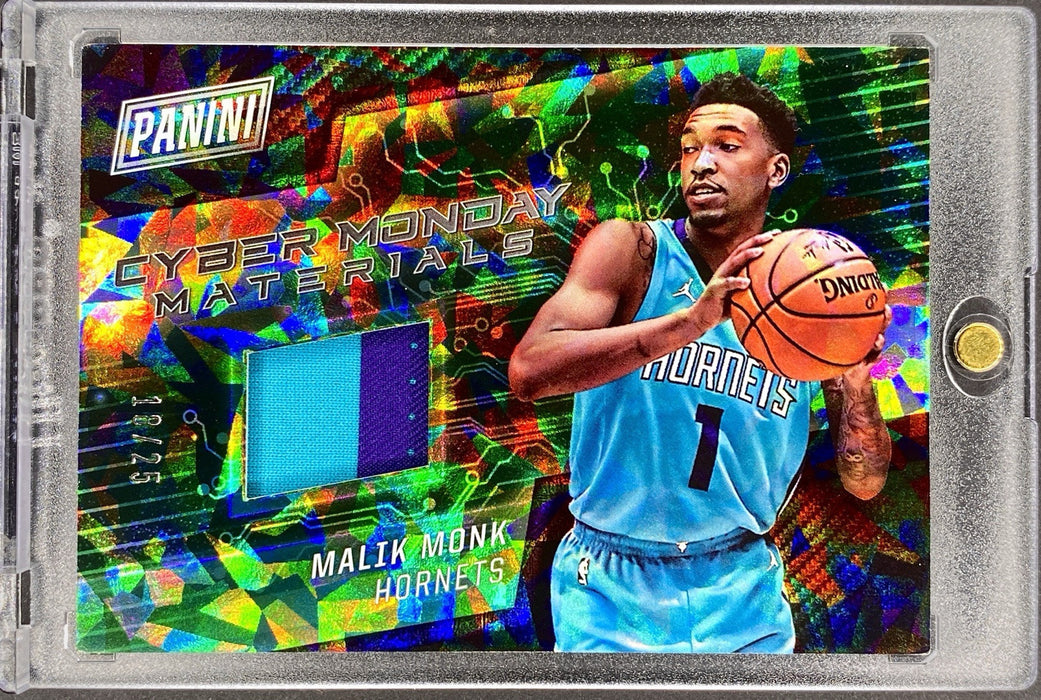 Malik Monk RARE #/25 ICE REFRACTOR PATCH CARD PANINI HORNETS SSP w/CASE