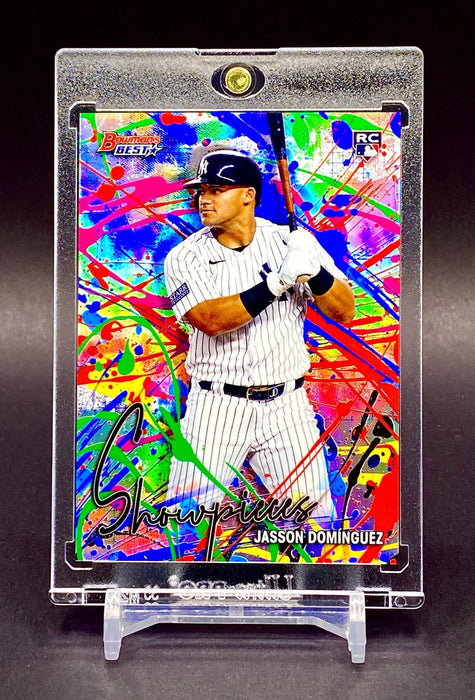 Jasson Dominguez ROOKIE Color Burst Refractor Card BOWMAN Yankees w/Holder