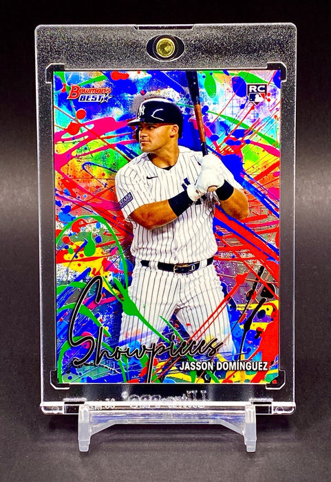 Jasson Dominguez ROOKIE Color Burst Refractor Card BOWMAN Yankees w/Holder