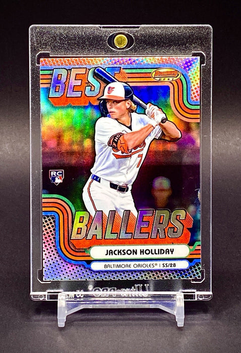 Jackson Holliday ROOKIE REFRACTOR INVESTMENT INSERT CARD ORIOLES w/HOLDER